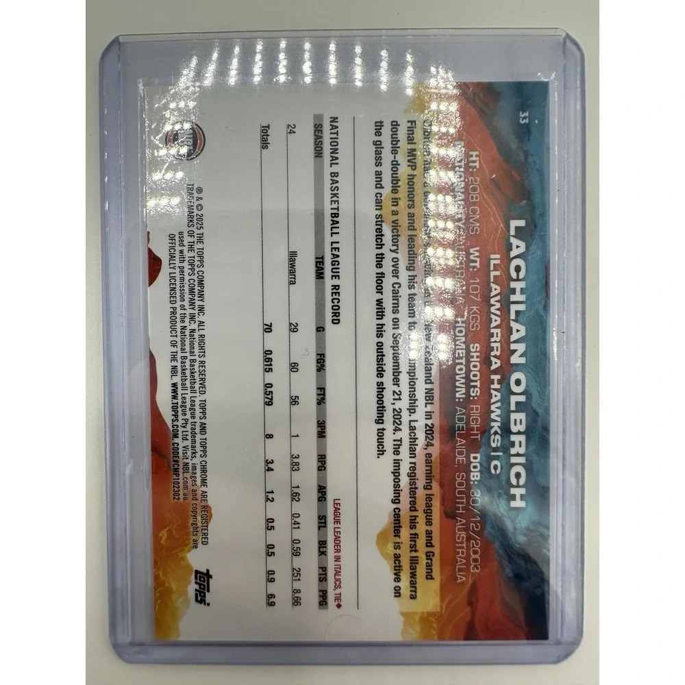 2024-25 Topps Chrome NBL Lachlan Olbrich Black Refractor 02/10 #33 SSP